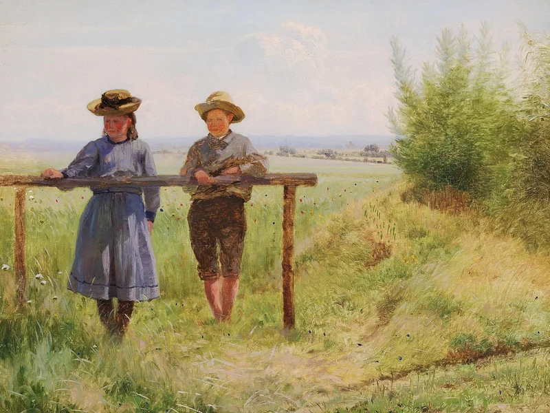 1845-Carl Møller - Bambini al mercato